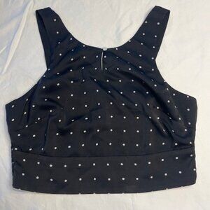 Madewell Women's Black Crop Top Tank Top in grid dot Polka Dot Size 4 VGUC